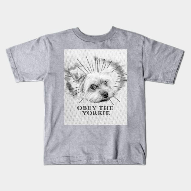 Funny Yorkie Design - Obey The Yorkie Kids T-Shirt by loumed